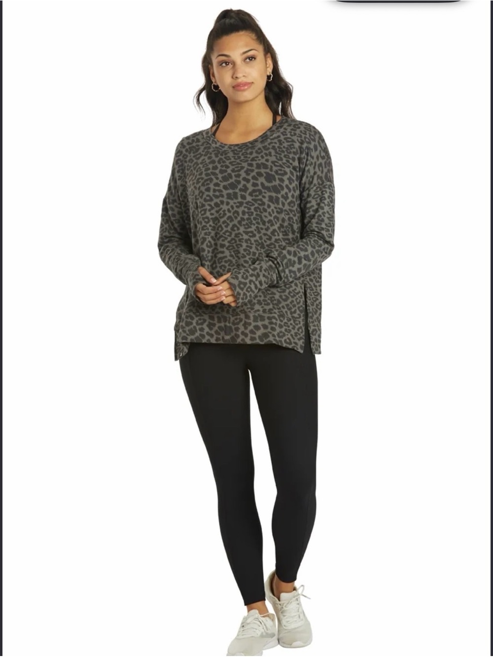 Womens athletic glyder pullover leopard print size s